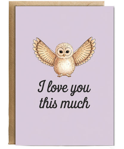 Valentines Day Card I Love you this much Owl