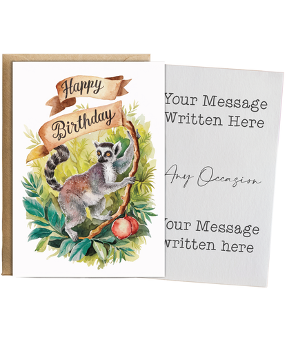 Happy Birthday cute lemur watercolour