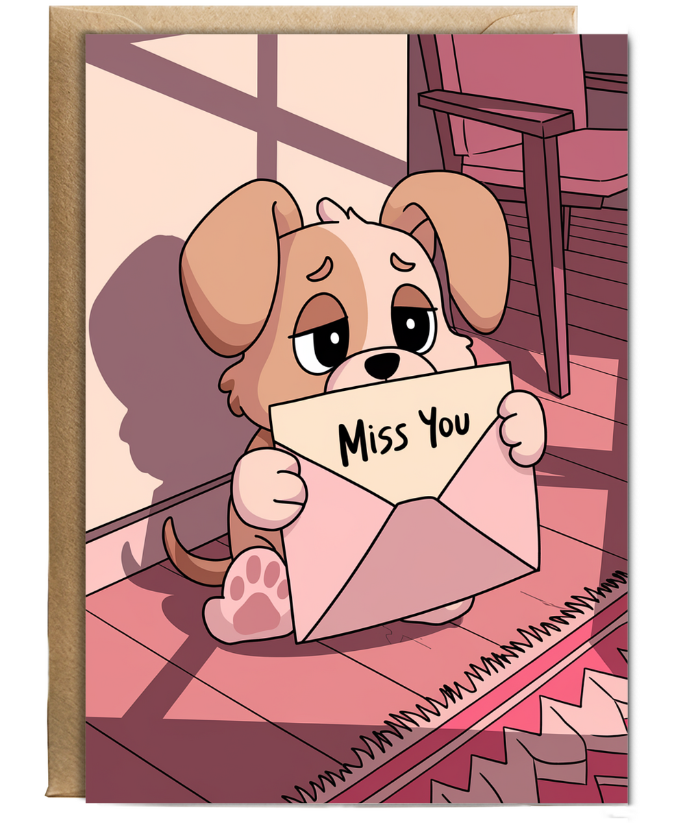 Miss You - Puppy with a Letter