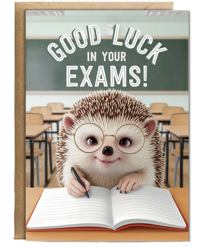 Good Luck in Your Exams Hedgehog with Glasses