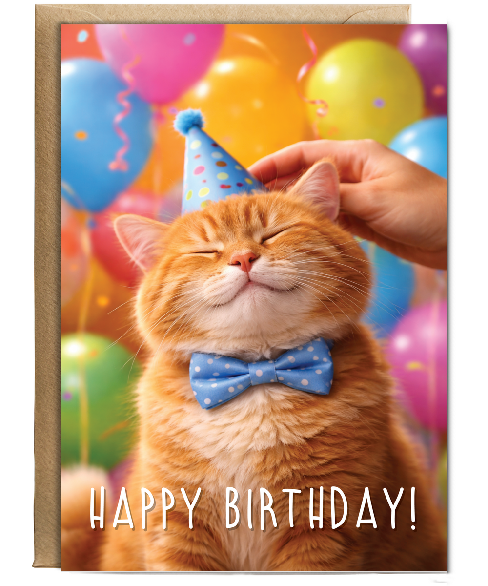 Happy Birthday Ginger Party Cat
