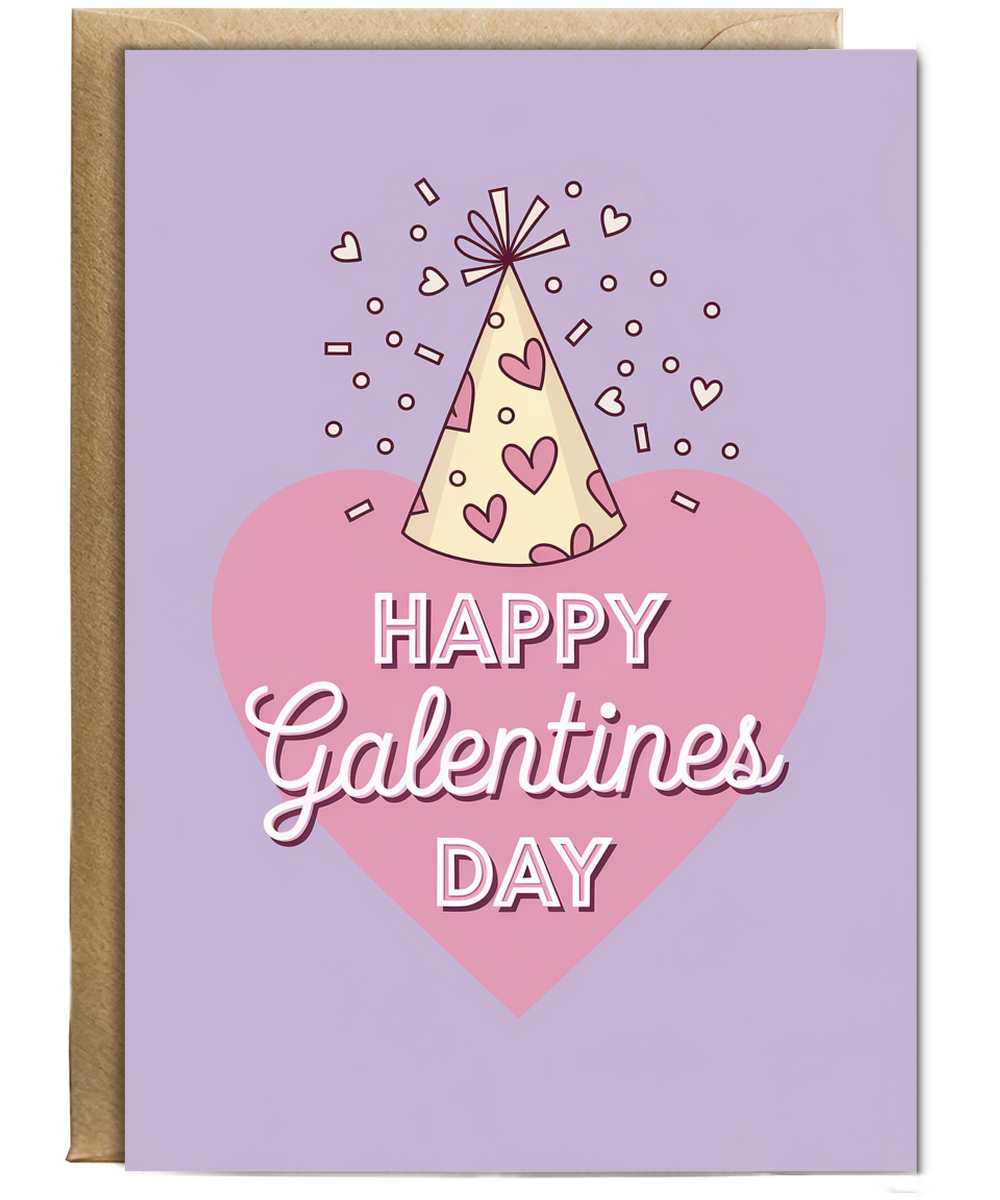 Happy Galentines Day Card cute hat