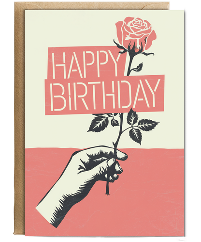 Happy Birthday Card Stencil Rose graffiti