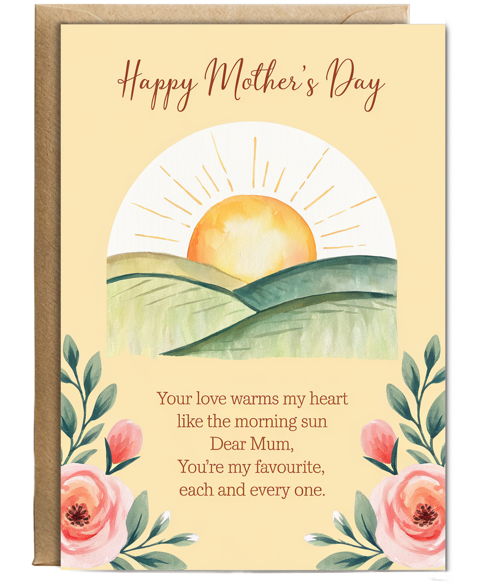 Mother's Day Card Dear mum poem sun from son