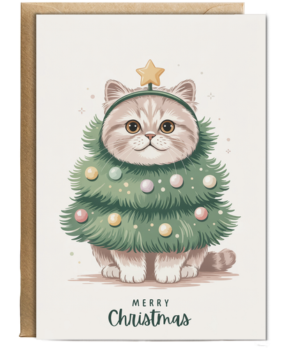 Persian cat in christmas tree costume