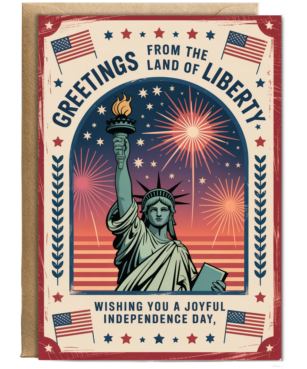 Greetings from the land of liberty frame