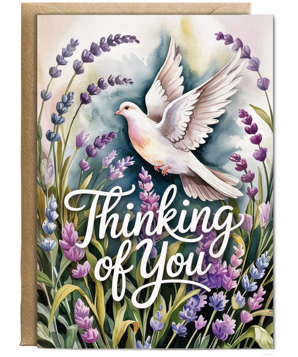 Sympathy Card Thinking of You Missing Loved Ones Dove and Lavender