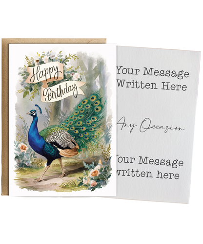 Happy Birthday cute peacock watercolour