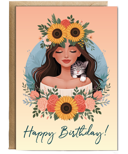 Happy Birthday Girl with Flower Crown