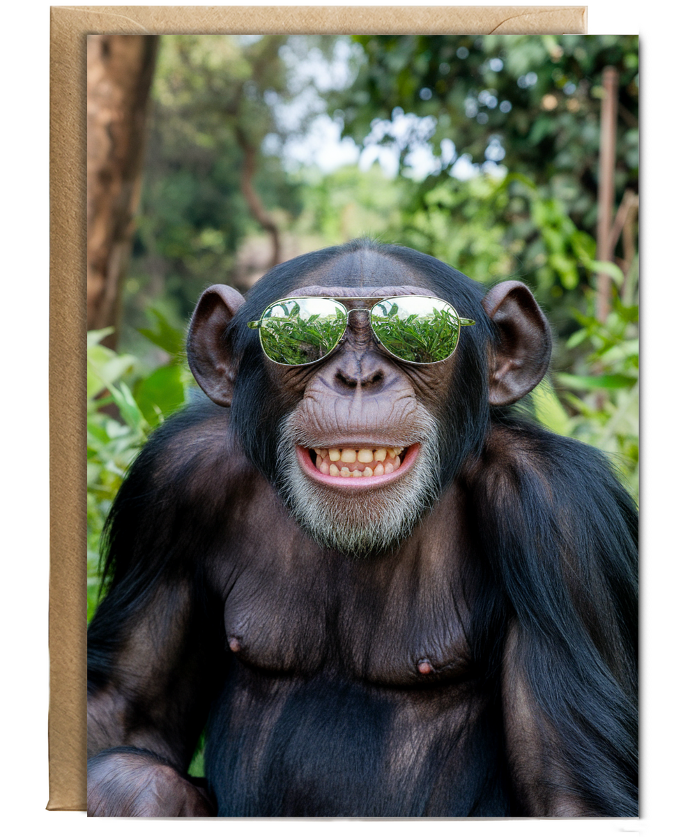 Chimpanzee in Reflective Glasses
