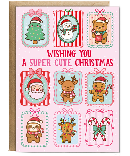 Girly Christmas Card for Her Wishing You a Super Cute Christmas