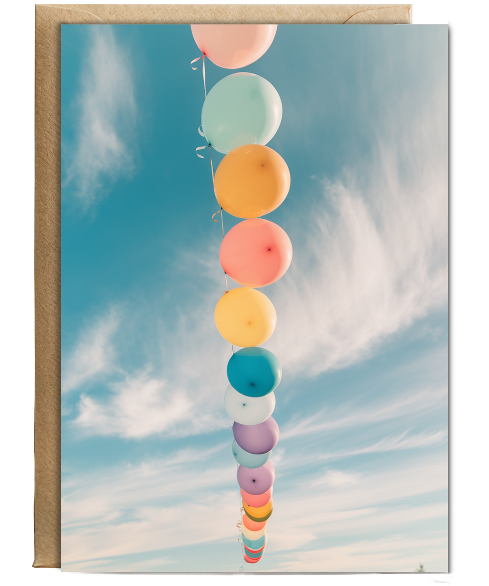 Rainbow Balloons Floating in the Sky
