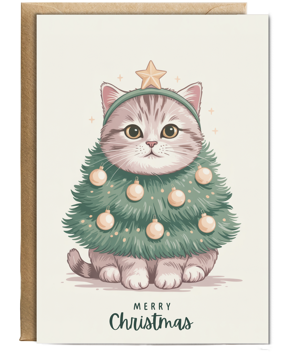cat in christmas tree costume