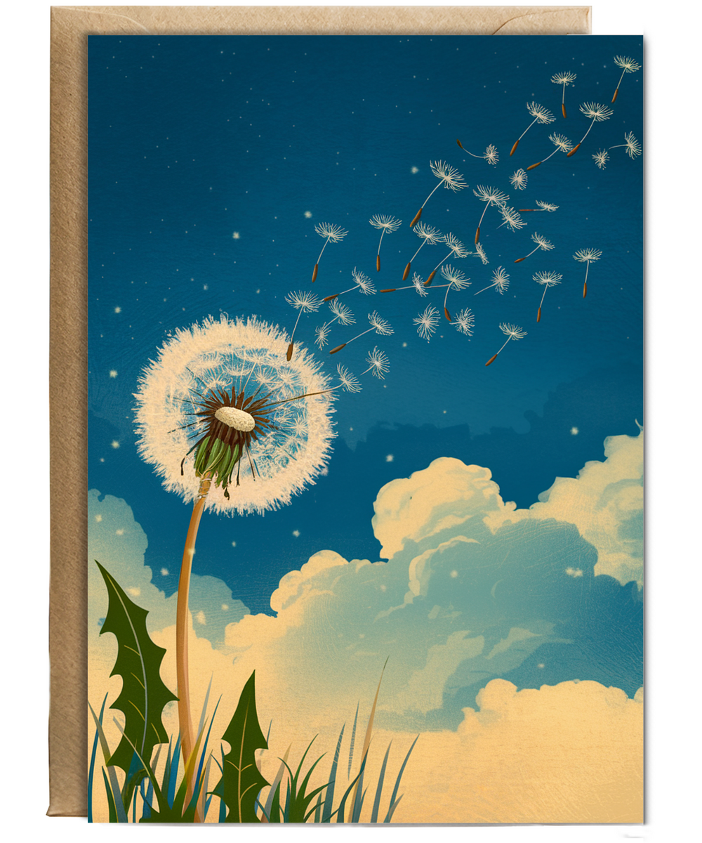 dandelion blowing in the wind