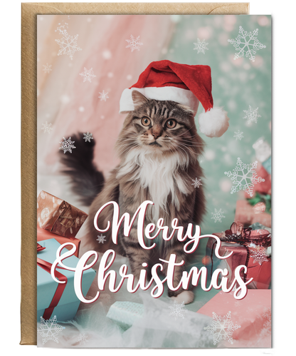 Merry Christmas with Cat with Santa Hat