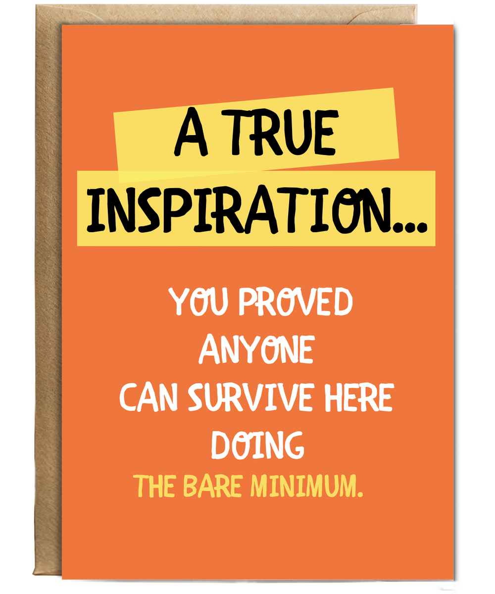 Funny Goodbye Card for Coworker A True Inspiration Doing the Bare Minimum