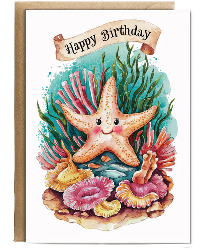 Happy Birthday cute starfish watercolour