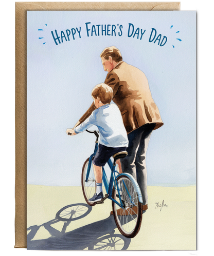 Happy Fathers Day Teaching Son to Cycle