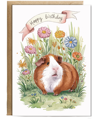 Happy Birthday cute guinea pig watercolour