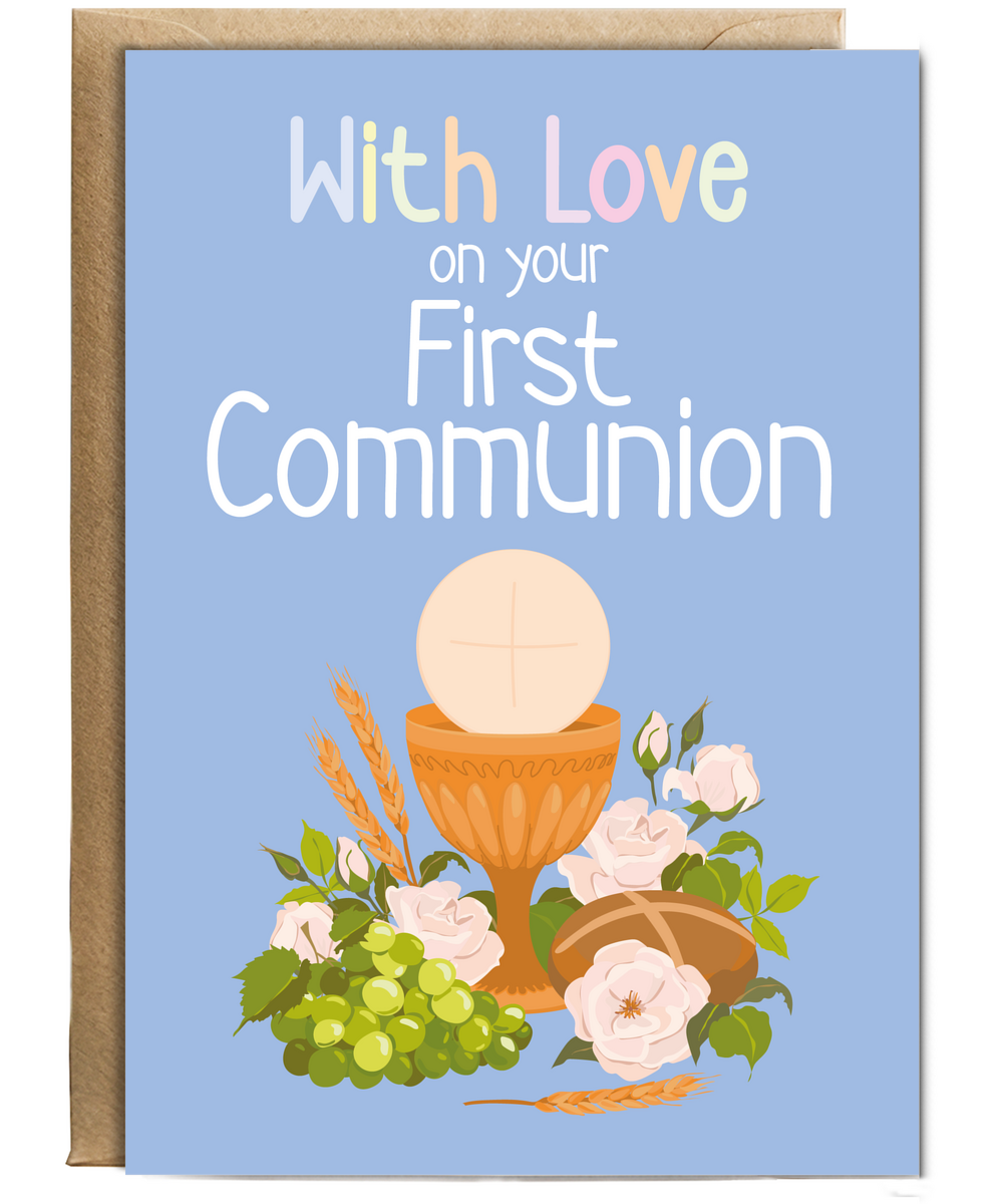 Childrens First Holy Communion Card with Love for Daughter and Son