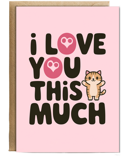 Valentines Day Card I Love you this much Cat