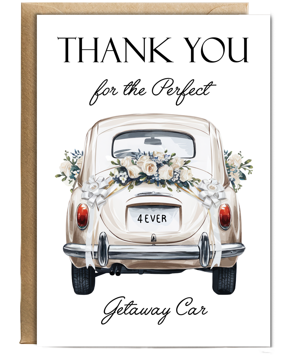 Wedding Thank You Card for the Perfect Getaway Car