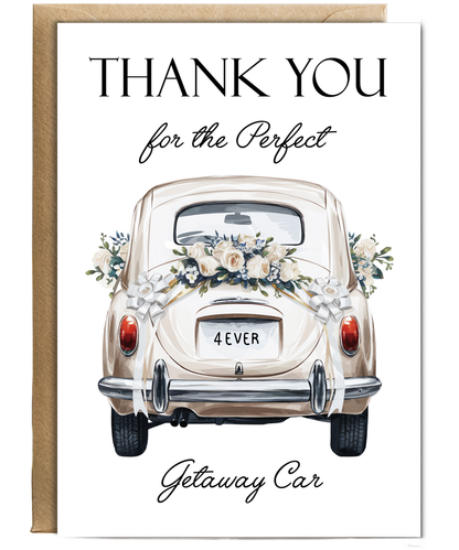 Wedding Thank You Card for the Perfect Getaway Car