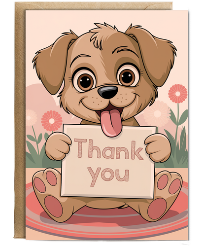 Thank You - Puppy with a Thank-You Card