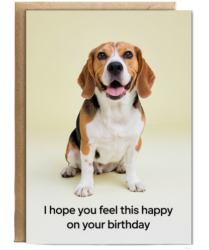 Cute birthday Card I hope you feel this happy on your birthday beagle