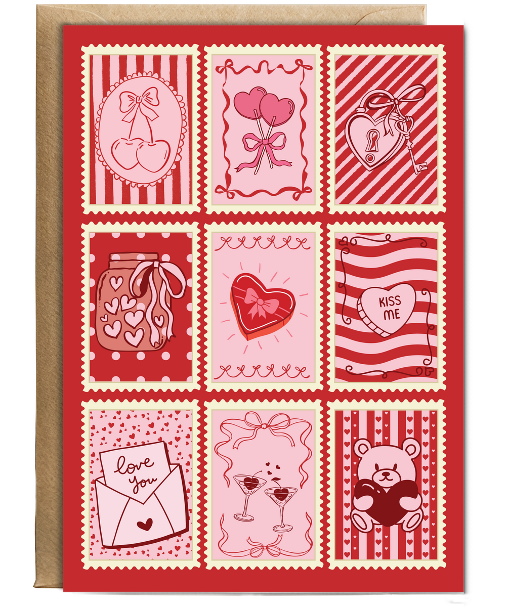 Valentines post stamps
