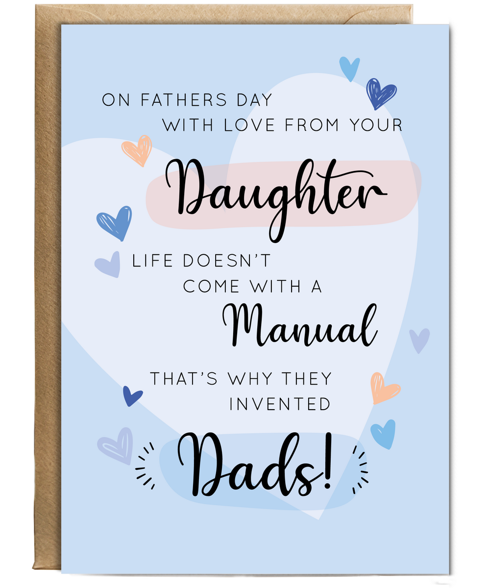 Happy Fathers Day Card Heartfelt Message from Daughter for Dad Grandad Husband