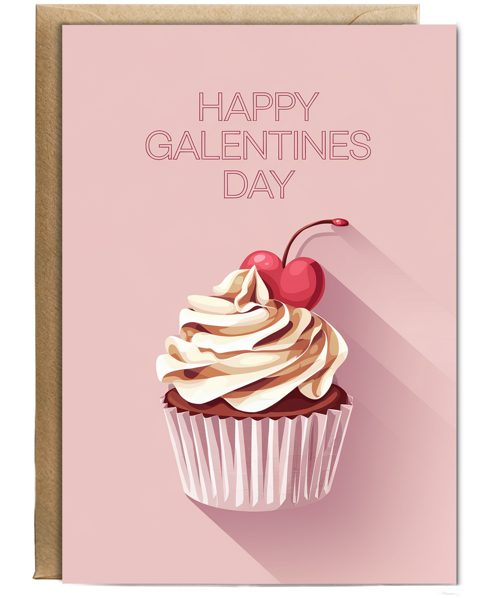 Happy Galentines Day Card cupcake