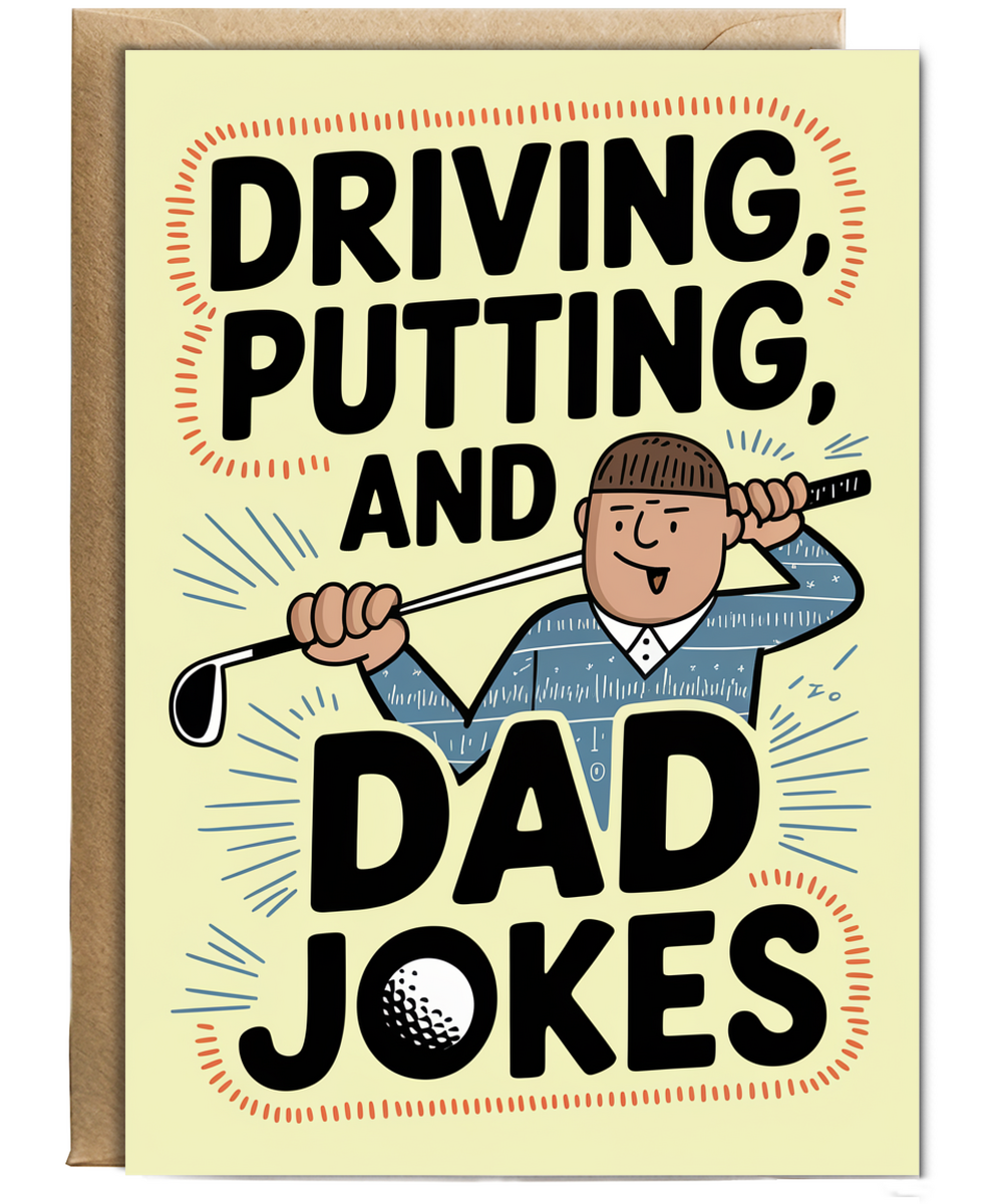 Card for dad Driving Putting Dad Jokes fathers day Birthday