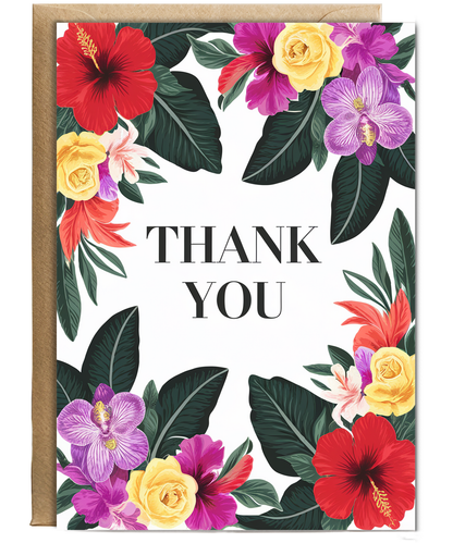 Thank You - Tropical Flower and Leaf Border