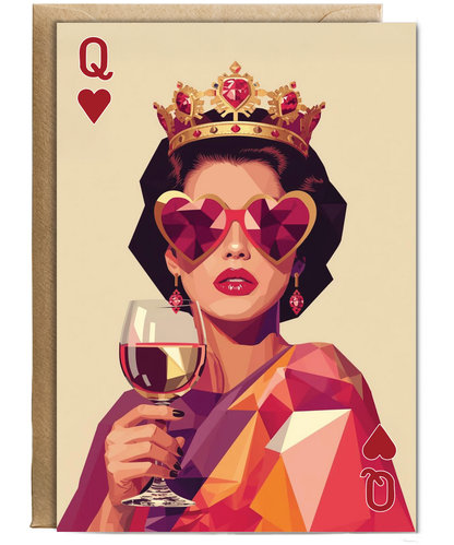 Birthday queen of hearts and wine