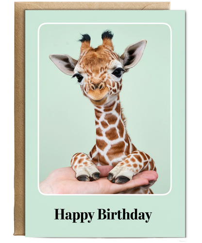 Birthday card Miniture Giraffe cute funny