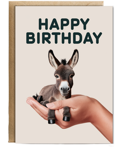 Happy Birthday Card Mini Donkey cute funny