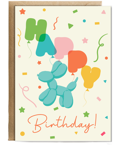 Happy Birthday card balloon dog