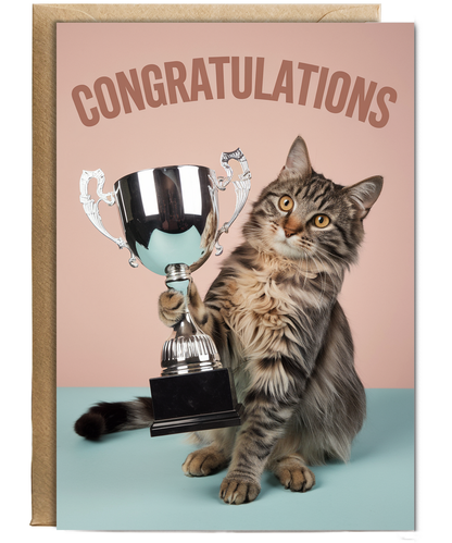 Congratulations with Cat with a Trophy