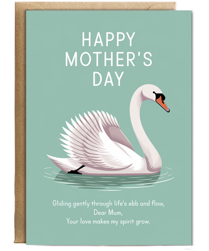 Mothers Day Card Swan Dear Mum Traditional poem