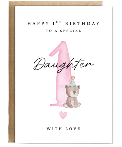 Happy 1st Birthday Card to a Special Daughter With Baby Bear