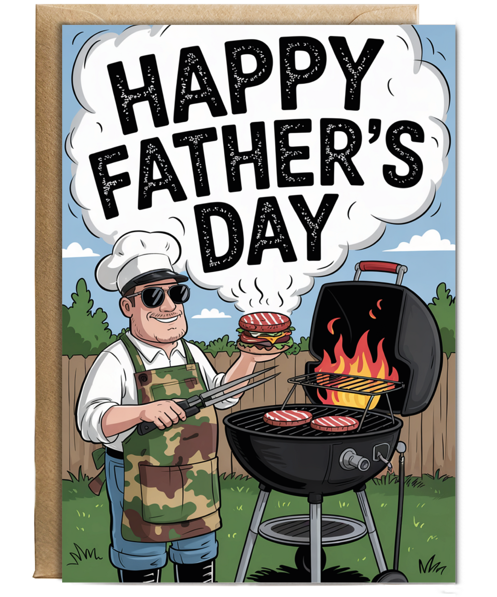 Happy Fathers Day Card Cool Dad on the BBQ