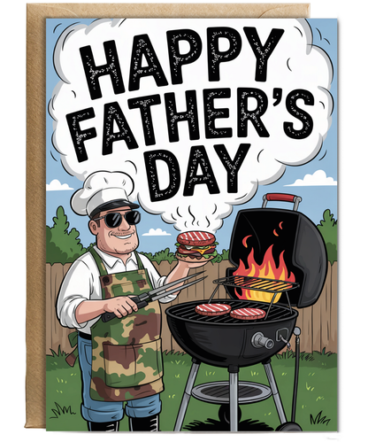 Happy Fathers Day Card Cool Dad on the BBQ