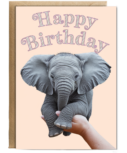 Birthday Card Miniture Elephant cute funny