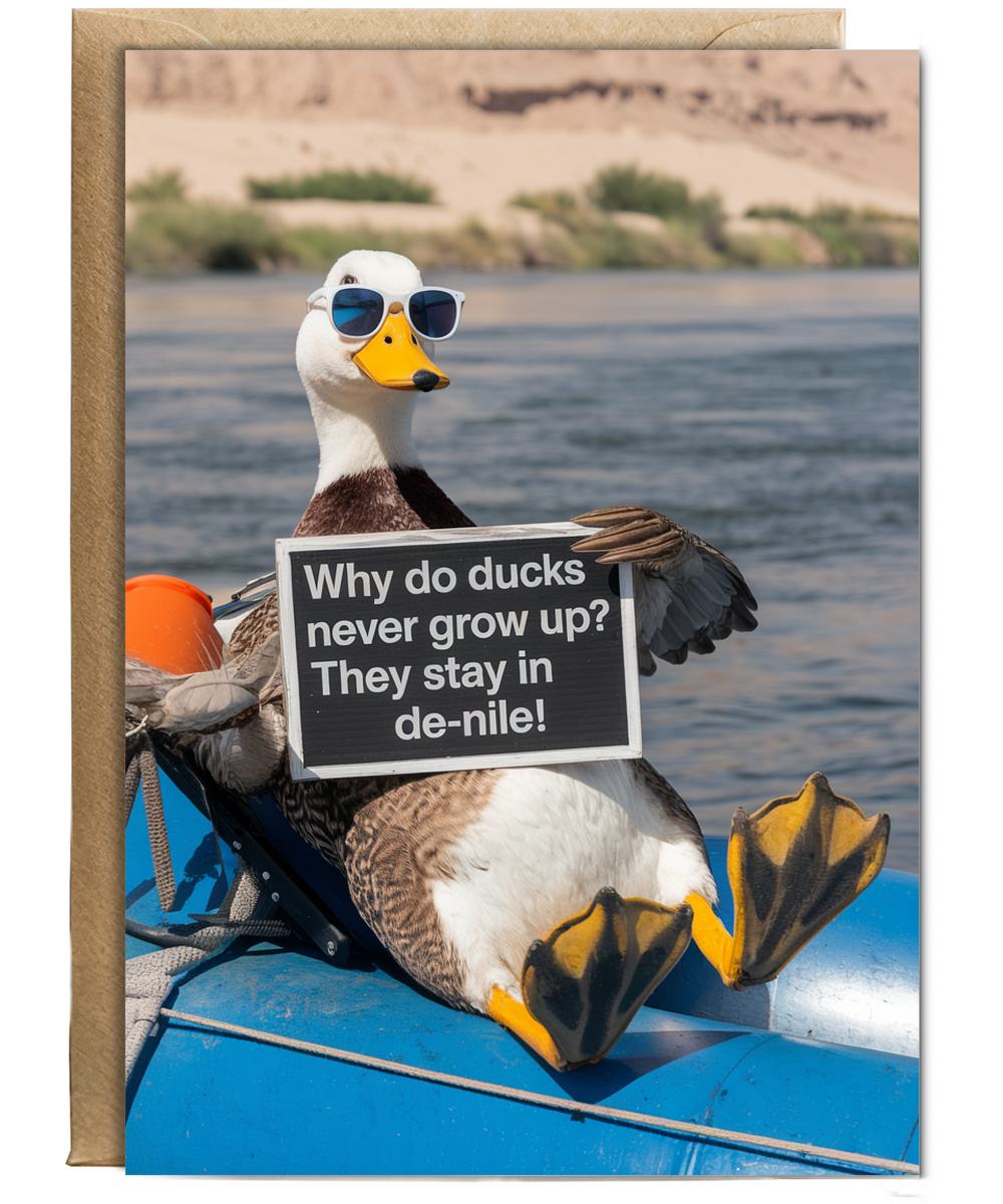 Why do ducks never grow up? They stay in de-nile!