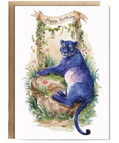 Happy Birthday cute panther watercolour