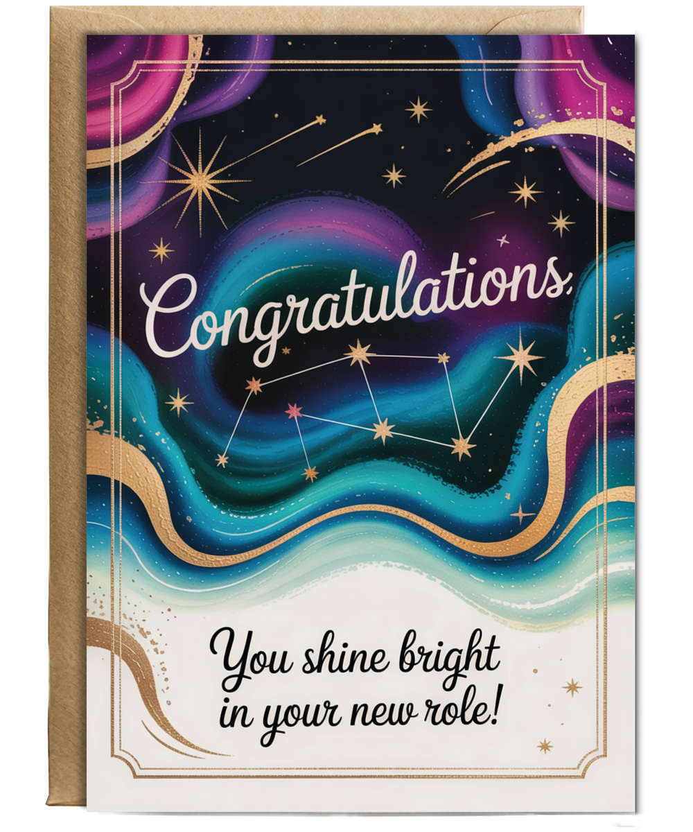 New Job Card Congratulations You Shine Bright in Your New Role