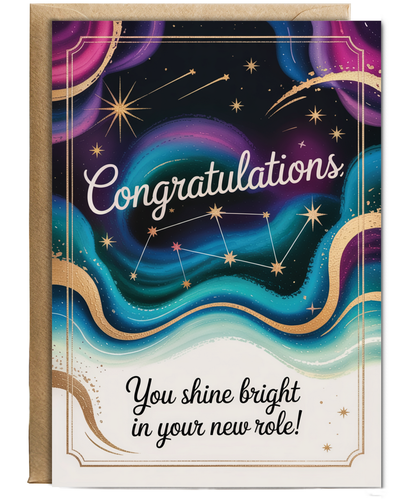 New Job Card Congratulations You Shine Bright in Your New Role