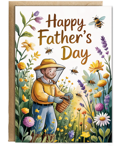 Happy Fathers Day Card for a Dad who Loves Bee Keeping and Nature