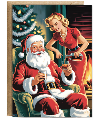 Christmas mummy serving santa some whisky